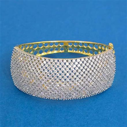 Cubic Zirconia Classic Kada With 2tone Rhodium Plating