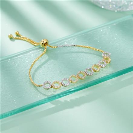 Cubic Zirconia Adjustable Bracelet With 2tone Rhodium Plating