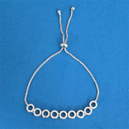 Cubic Zirconia Adjustable Bracelet With 2tone Rhodium Plating