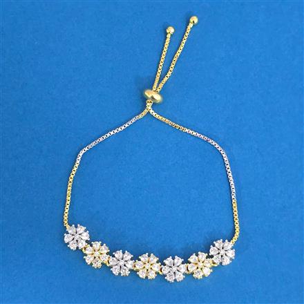 Cubic Zirconia Adjustable Bracelet With 2tone Rhodium Plating