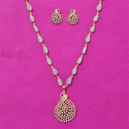 Cubic Zirconia Classic Pendant Set With 2 Tone Plating