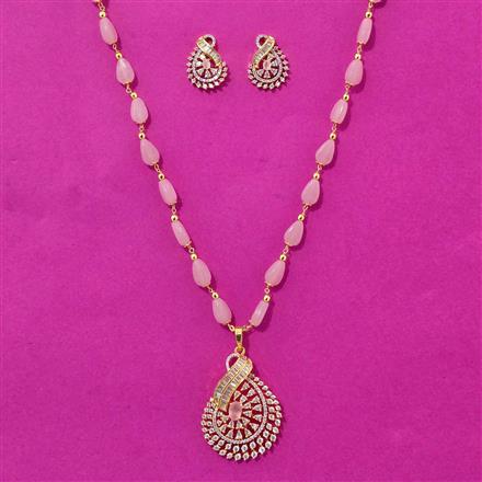 Cubic Zirconia Classic Pendant Set With 2 Tone Plating