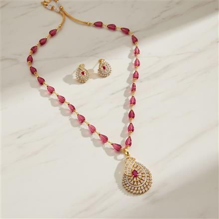 Cubic Zirconia Classic Pendant Set With 2 Tone Plating