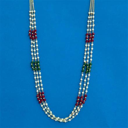 Cubic Zirconia Mala Necklace Set With Gold Plating