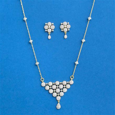 Cubic Zirconia Classic Pendant Set With 2tone Rhodium Plating