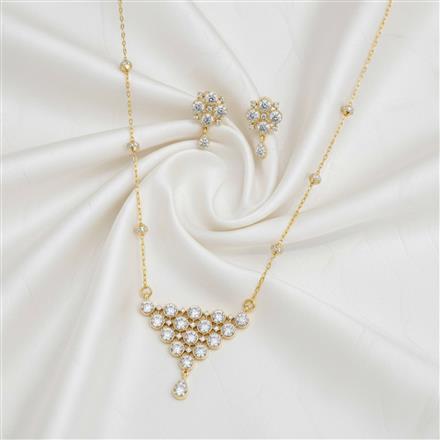 Cubic Zirconia Classic Pendant Set With 2tone Rhodium Plating