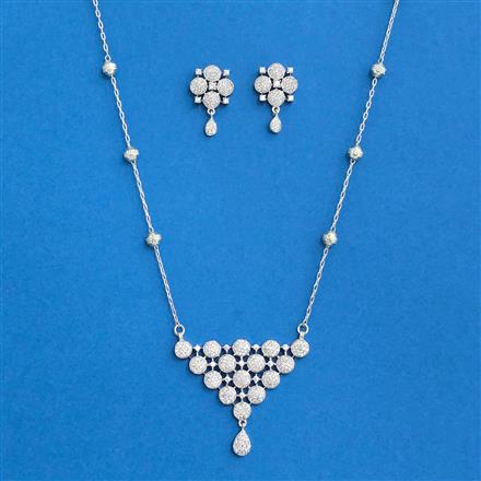 Cubic Zirconia Classic Pendant Set With 2tone Rhodium Plating