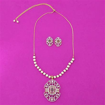 Cubic Zirconia Classic Pendant Set With 2 Tone Plating