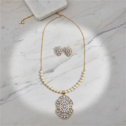 Cubic Zirconia Classic Pendant Set With 2 Tone Plating