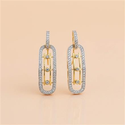 Cubic Zirconia Delicate Earring With 2tone Rhodium Plating