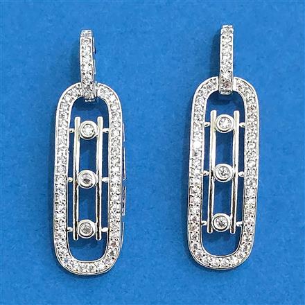 Cubic Zirconia Delicate Earring With 2tone Rhodium Plating