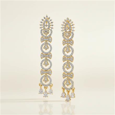 Cubic Zirconia Classic Earring With Mehndi 2tone Rhodium Plating