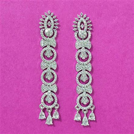 Cubic Zirconia Classic Earring With Mehndi 2tone Rhodium Plating