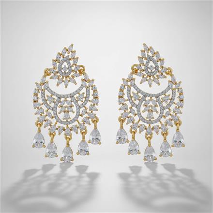Cubic Zirconia Classic Earring With 2tone Rhodium Plating