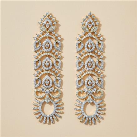 Cubic Zirconia Classic Earring With Mehndi 2tone Rhodium Plating