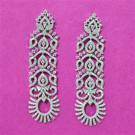 Cubic Zirconia Classic Earring With Mehndi 2tone Rhodium Plating