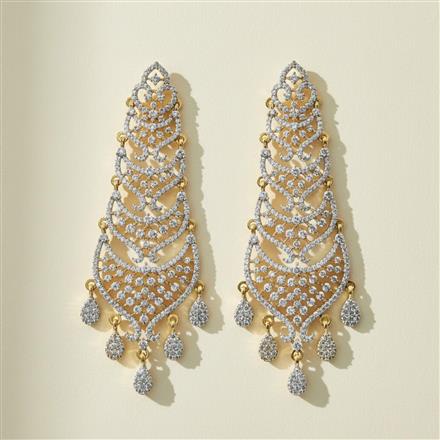 Cubic Zirconia Classic Earring With Mehndi 2tone Rhodium Plating