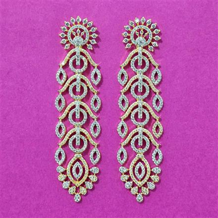 Cubic Zirconia Classic Earring With Mehndi 2tone Rhodium Plating