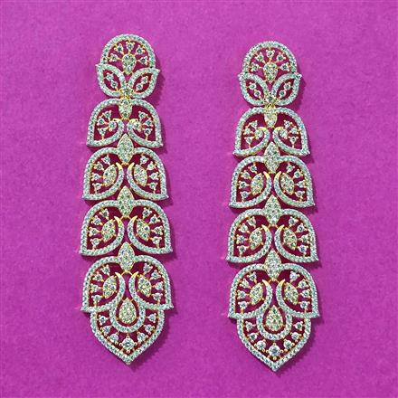 Cubic Zirconia Classic Earring With Mehndi 2tone Rhodium Plating