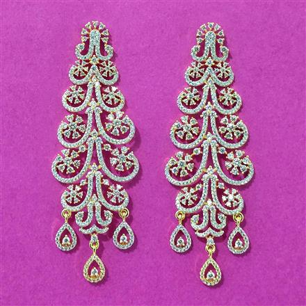 Cubic Zirconia Classic Earring With Mehndi 2tone Rhodium Plating