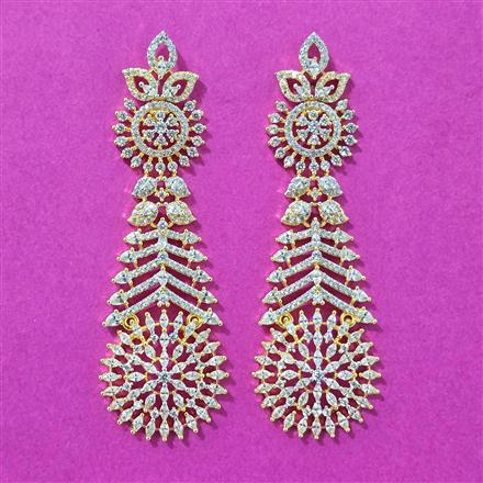 Cubic Zirconia Classic Earring With Mehndi 2tone Rhodium Plating