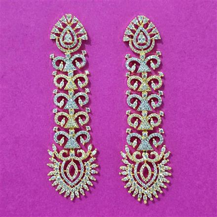 Cubic Zirconia Classic Earring With Mehndi 2tone Rhodium Plating