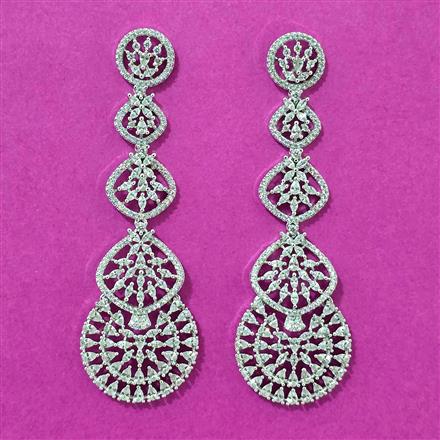 Cubic Zirconia Classic Earring With Mehndi 2tone Rhodium Plating
