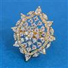 Cubic Zirconia Adjustable Ring With 2tone Rhodium Plating