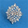 Cubic Zirconia Adjustable Ring With 2tone Rhodium Plating