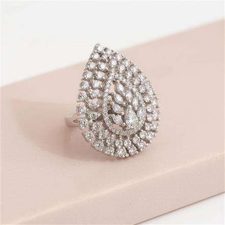 Cubic Zirconia Adjustable Ring With 2tone Rhodium Plating