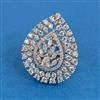 Cubic Zirconia Adjustable Ring With 2tone Rhodium Plating