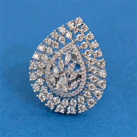 Cubic Zirconia Adjustable Ring With 2tone Rhodium Plating