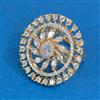 Cubic Zirconia Adjustable Ring With Mehndi 2tone Rhodium Plating
