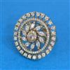 Cubic Zirconia Adjustable Ring With Mehndi 2tone Rhodium Plating