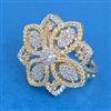 Cubic Zirconia Adjustable Ring With 2tone Rhodium Plating