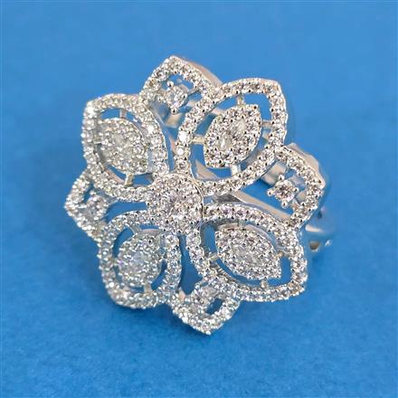 Cubic Zirconia Adjustable Ring With 2tone Rhodium Plating