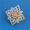 Cubic Zirconia Adjustable Ring With Mehndi 2tone Rhodium Plating