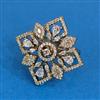 Cubic Zirconia Adjustable Ring With Mehndi 2tone Rhodium Plating