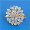 Cubic Zirconia Adjustable Ring With Mehndi 2tone Rhodium Plating