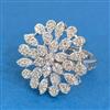 Cubic Zirconia Adjustable Ring With Mehndi 2tone Rhodium Plating