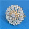 Cubic Zirconia Adjustable Ring With 2tone Rhodium Plating