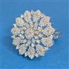 Cubic Zirconia Adjustable Ring With 2tone Rhodium Plating