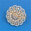 Cubic Zirconia Adjustable Ring With Mehndi 2tone Rhodium Plating