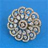 Cubic Zirconia Adjustable Ring With Mehndi 2tone Rhodium Plating