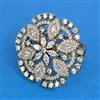 Cubic Zirconia Adjustable Ring With Mehndi 2tone Rhodium Plating