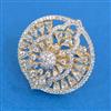 Cubic Zirconia Adjustable Ring With 2tone Rhodium Plating