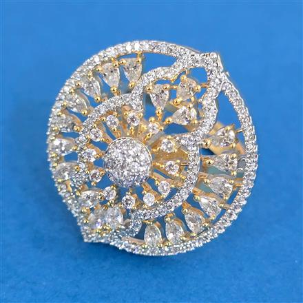 Cubic Zirconia Adjustable Ring With 2tone Rhodium Plating