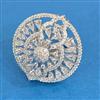 Cubic Zirconia Adjustable Ring With 2tone Rhodium Plating