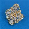 Cubic Zirconia Adjustable Ring With Mehndi 2tone Rhodium Plating