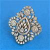 Cubic Zirconia Adjustable Ring With Mehndi 2tone Rhodium Plating